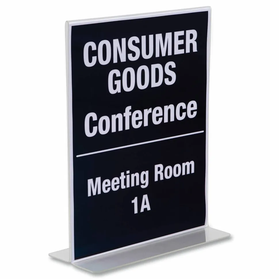 Nu-Dell Double-sided Sign Holder, 8.5"W x 11"H, Rectangular Shape, Double-sided, Self-standing, Acrylic, Clear
