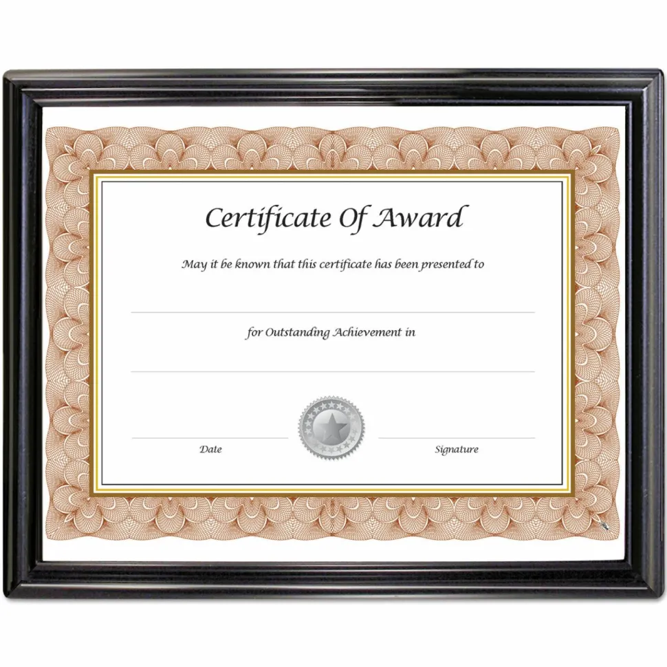 NuDell EZ Mount Document Frame with Trim Accent and Plastic Face, Plastic, 8.5 x 11 Insert, Black
