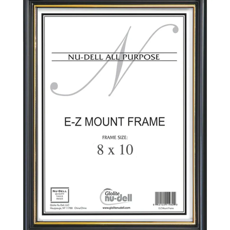 Nu-Dell EZ Mount Plastic Wall Frame - Holds 8" x 10" Insert - Wall Mountable - 1 Each - Plastic - Black, Black