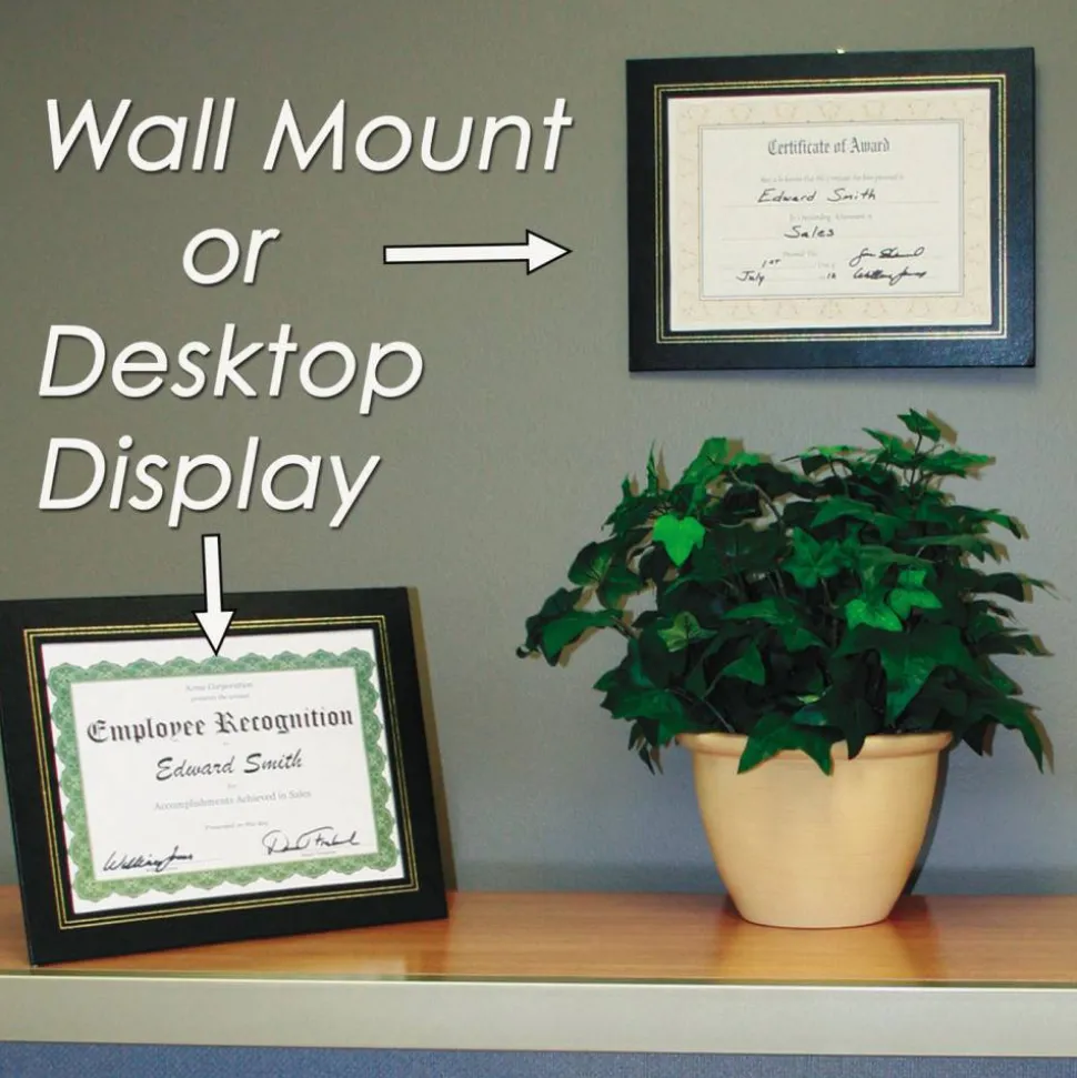 NuDell Flat Leatherette Document Frames - Holds 11"x8.50" Insert - Desktop - Horizontal, Vertical - Easel Back, Hanger - 21202