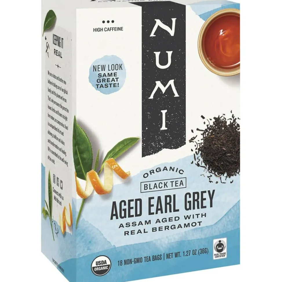 Numi Organic Aged Earl Gray Black Tea, Box Of 18