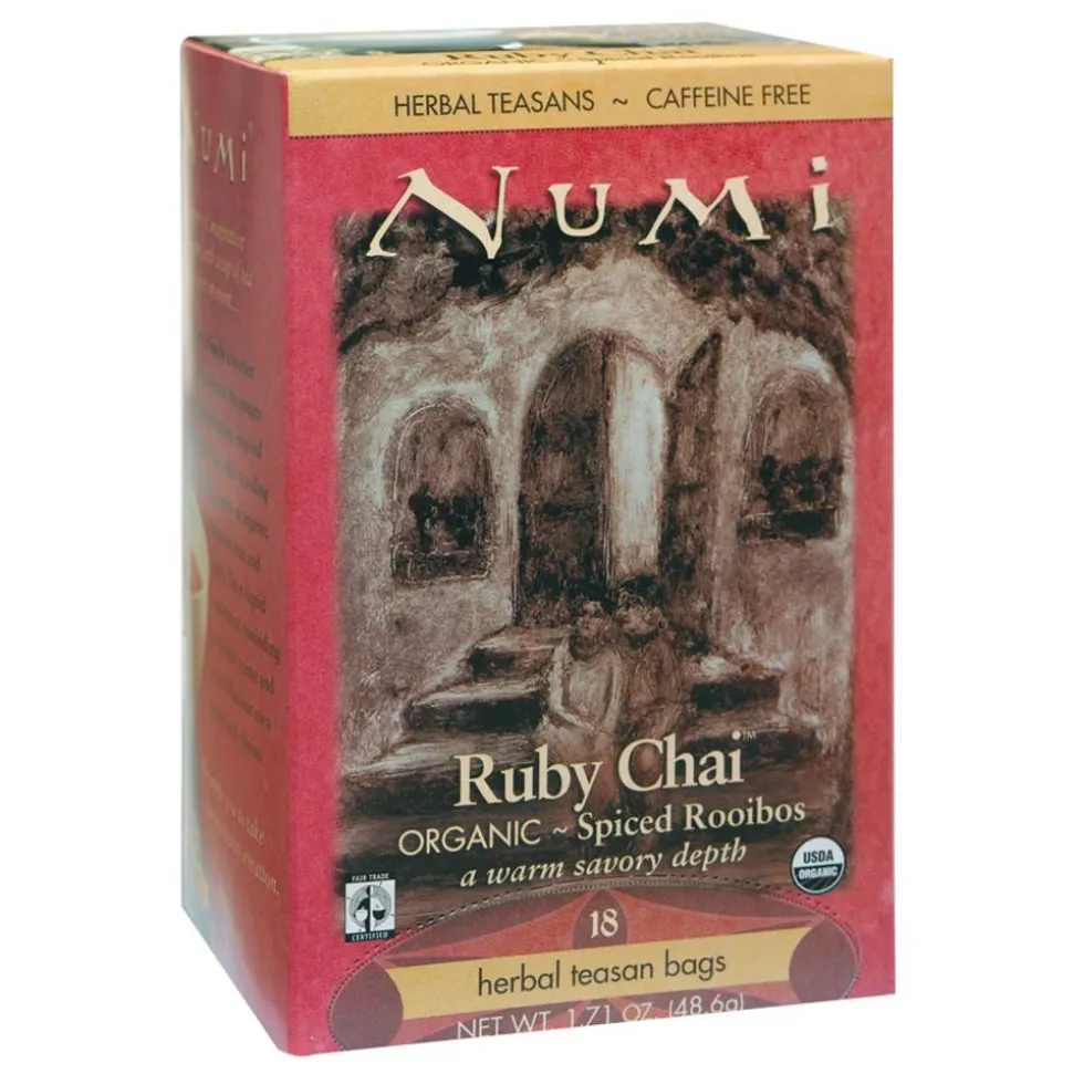Numi Organic Ruby Chai Herbal Tea, Box Of 18