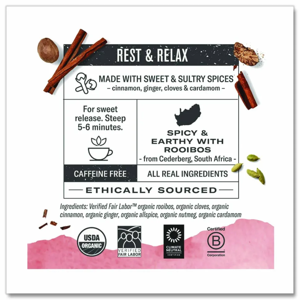 Numi Organic Ruby Chai Herbal Tea, Box Of 18