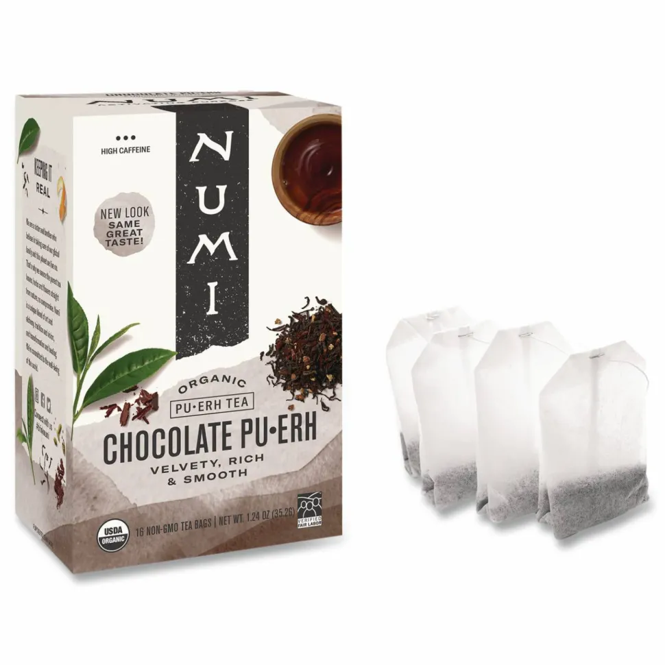 Numi Organic Tea, Chocolate Puerh, 1.13 oz Filterbag, 16/Box