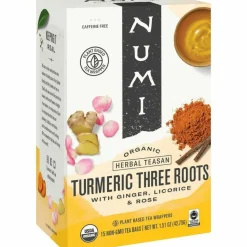 Numi Turmeric Organic Tea Licorice, Spicy Ginger, Turmeric, 1.4 Oz, Carton Of 12