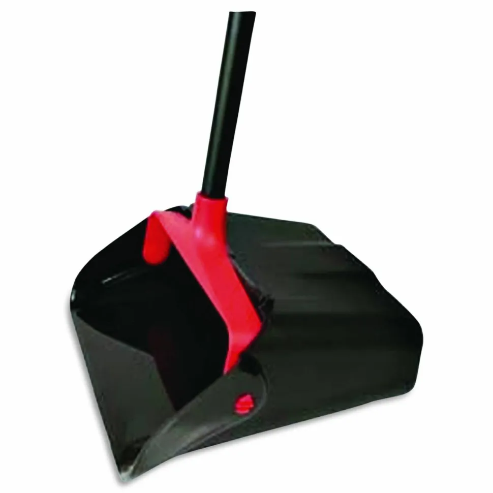 O-Cedar Commercial MaxiPlus Lobby Dustpan, 13.5 x 36, 33" Handle, Plastic, Black/Red
