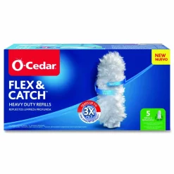O-Cedar Flex and Catch Duster Heavy-Duty Refills, Polyester, White, 5/Pack