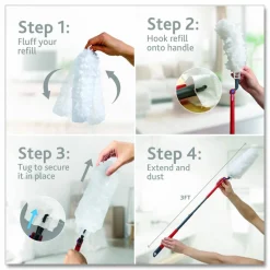 O-Cedar Flex and Catch Duster Heavy-Duty Refills, Polyester, White, 5/Pack