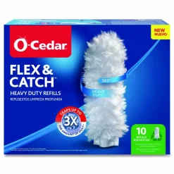 O-Cedar Flex and Catch Duster Heavy-Duty Refills, Polyester, White, 10/Pack