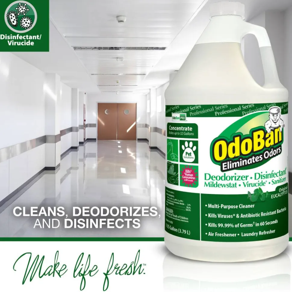 OdoBan Multi-Purpose Deodorizer & Disinfectant Concentrate, Eucalyptus Scent, 128 Oz Bottle