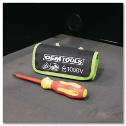 OEMTOOLS Insulated 10-Piece Interchangeable Bit Screwdriver Set, Metric Phillips and Slotted Blade Bits, Orange/Yellow Handle