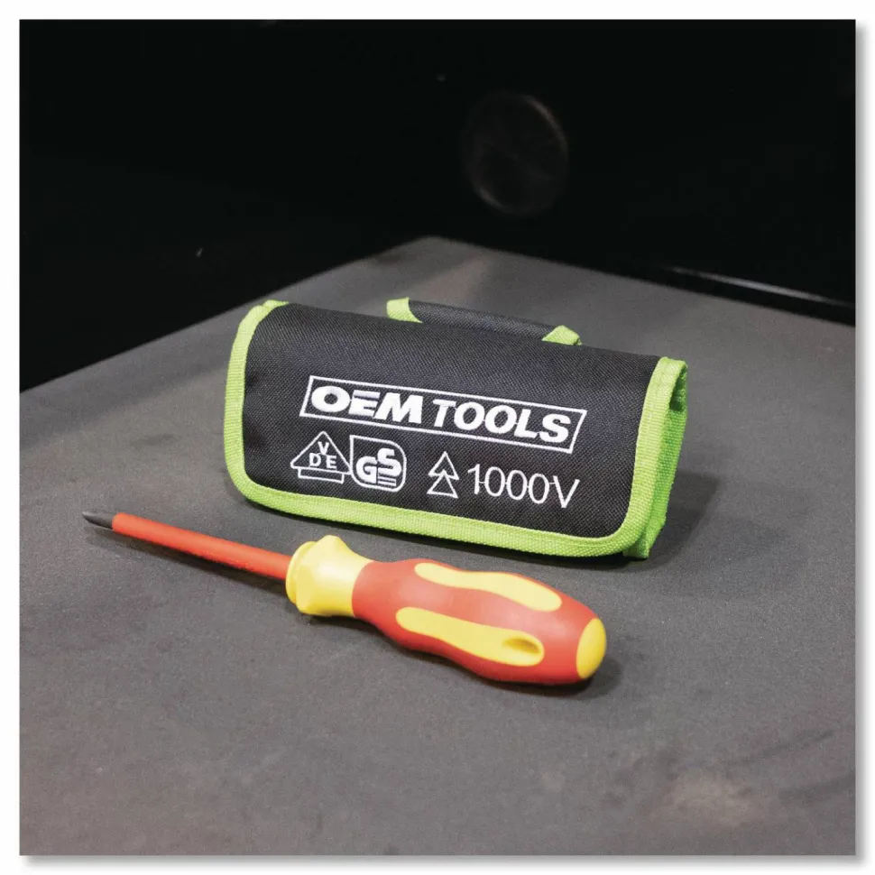 OEMTOOLS Insulated 10-Piece Interchangeable Bit Screwdriver Set, Metric Phillips and Slotted Blade Bits, Orange/Yellow Handle