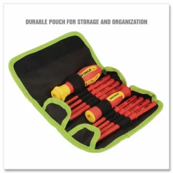 OEMTOOLS Insulated 10-Piece Interchangeable Bit Screwdriver Set, Metric Phillips and Slotted Blade Bits, Orange/Yellow Handle