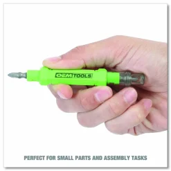 OEMTOOLS 6-Way Pen-Style Screw/Nut Driver, Phillips/Slotted Bits, Metric Sockets, 5.38" Long, Black/Green, Green/Clear, 4/Pack