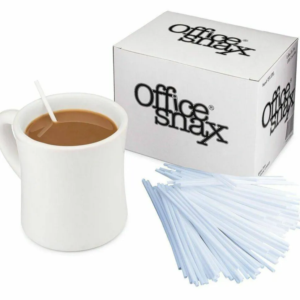 Office Snax Breakroom Stir Sticks, White, 1000/Box
