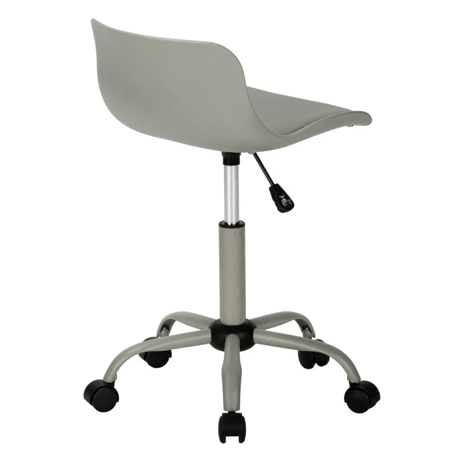 Office Chair, Adjustable Height, Swivel, Ergonomic, Computer Desk, Work, Juvenile, Grey Leather Look, Grey Metal, Contemporary, Modern