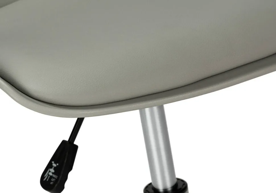 Office Chair, Adjustable Height, Swivel, Ergonomic, Computer Desk, Work, Juvenile, Grey Leather Look, Grey Metal, Contemporary, Modern