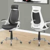 Office Chair, Adjustable Height, Swivel, Ergonomic, Armrests, Computer Desk, Work, Grey Mesh, Chrome Metal, Contemporary, Modern