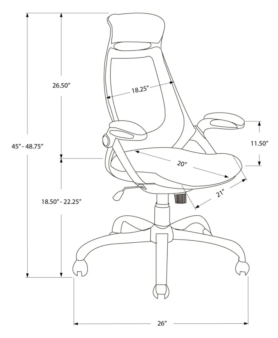 Office Chair, Adjustable Height, Swivel, Ergonomic, Armrests, Computer Desk, Work, Grey Mesh, Chrome Metal, Contemporary, Modern