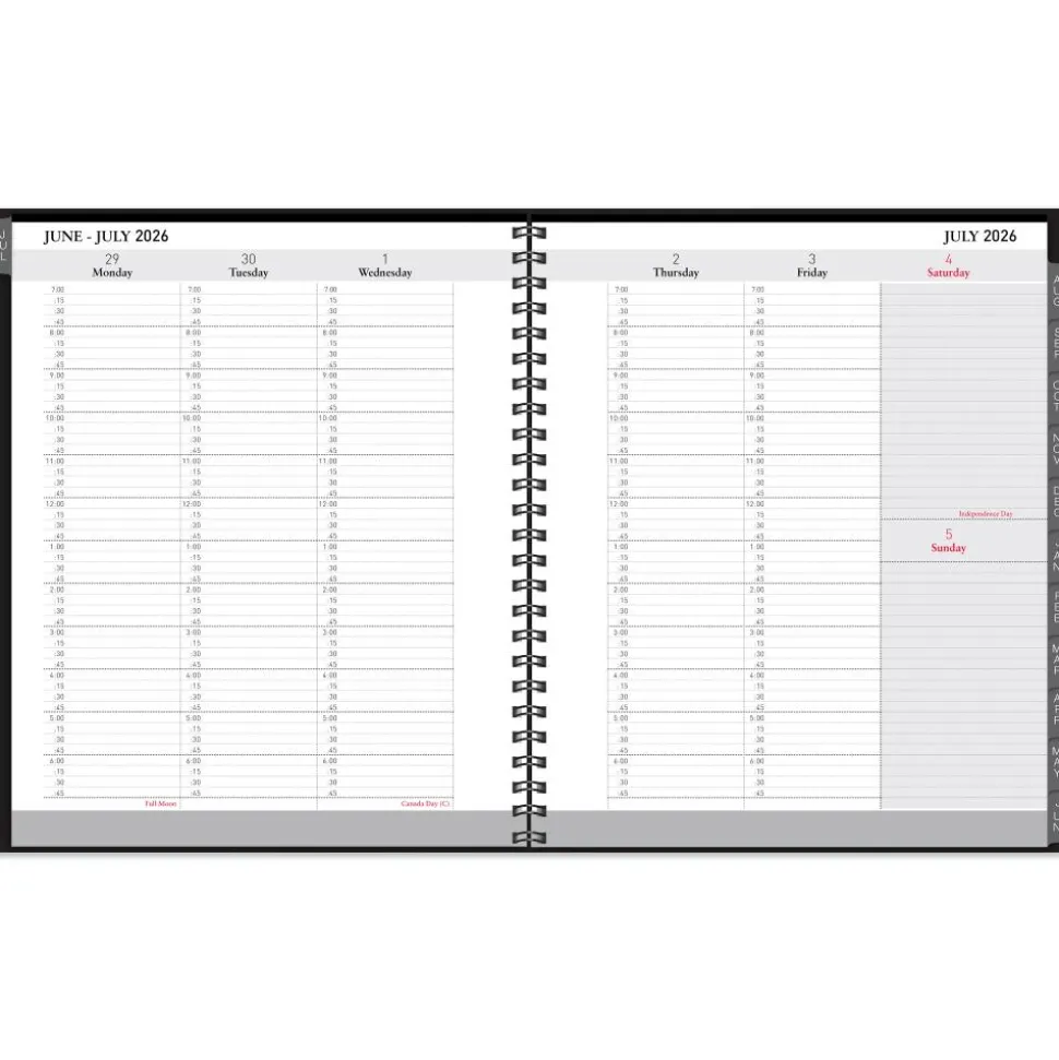2026-2027 Office Depot Brand 14-Month Weekly/Monthly Academic Planner, Vertical Format, 8" x 11", 30% Recycled, Black, July 2026 To August 2027, 2026 to 2027 Calendar