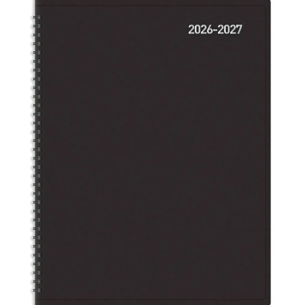 2026-2027 Office Depot Brand 14-Month Weekly/Monthly Academic Planner, Vertical Format, 8" x 11", 30% Recycled, Black, July 2026 To August 2027, 2026 to 2027 Calendar