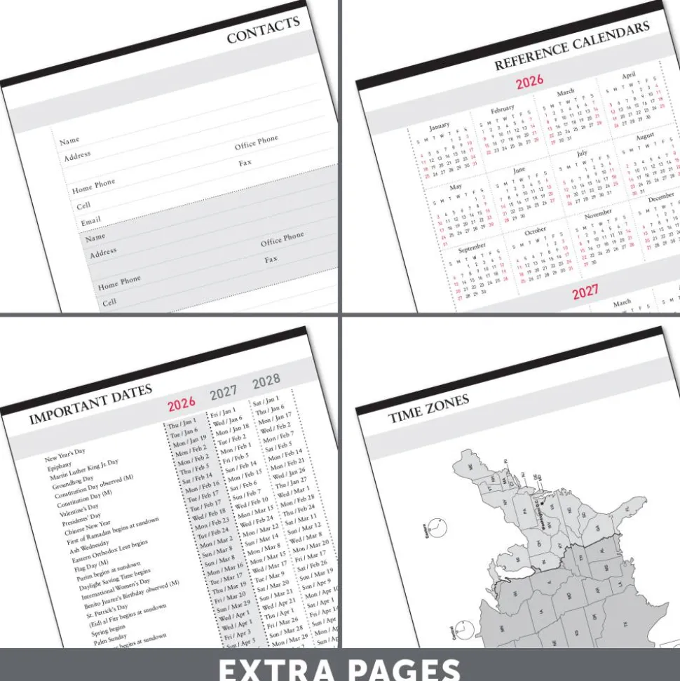 2026-2027 Office Depot Brand 14-Month Weekly/Monthly Academic Planner, Vertical Format, 8" x 11", 30% Recycled, Black, July 2026 To August 2027, 2026 to 2027 Calendar