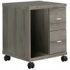 Office, File Cabinet, Printer Cart, Rolling File Cabinet, Mobile, Storage, Work, Brown Laminate, Contemporary, Modern
