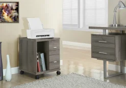 Office, File Cabinet, Printer Cart, Rolling File Cabinet, Mobile, Storage, Work, Brown Laminate, Contemporary, Modern