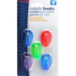 Officemate 30181 Cubicle Hooks, Assorted Colors, 5 Pack