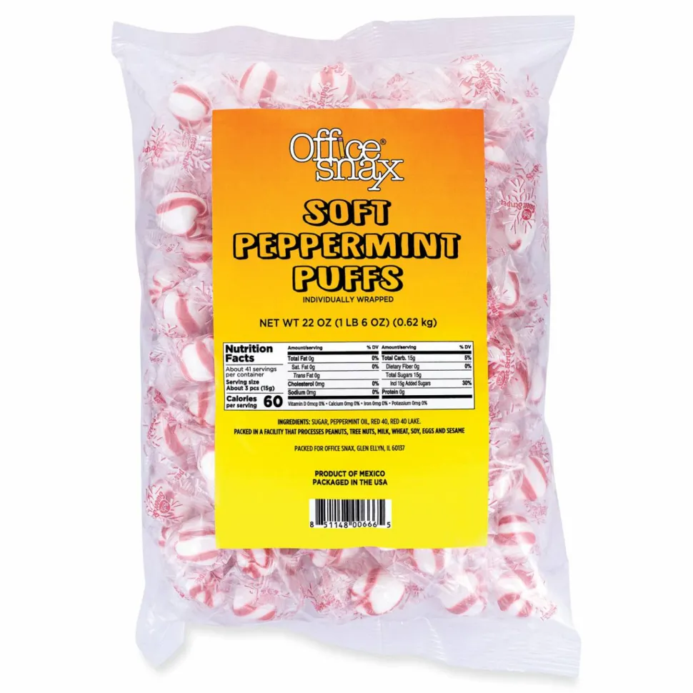 Office Snax Candy Assortments, Soft Peppermint Puffs, 22 oz Bag