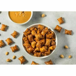 Office Snax Peanut Butter Filled Pretzels - Resealable Tub - Peanut Butter - 1.50 lb - 1 Each