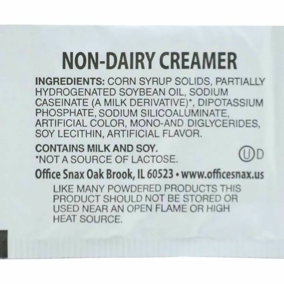 Office Snax Single-Use Non-Dairy Creamer, 0.08 Oz, Carton Of 800