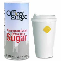 Office Snax Sugar Canister, 20 oz Reclosable Canister, 24/Carton