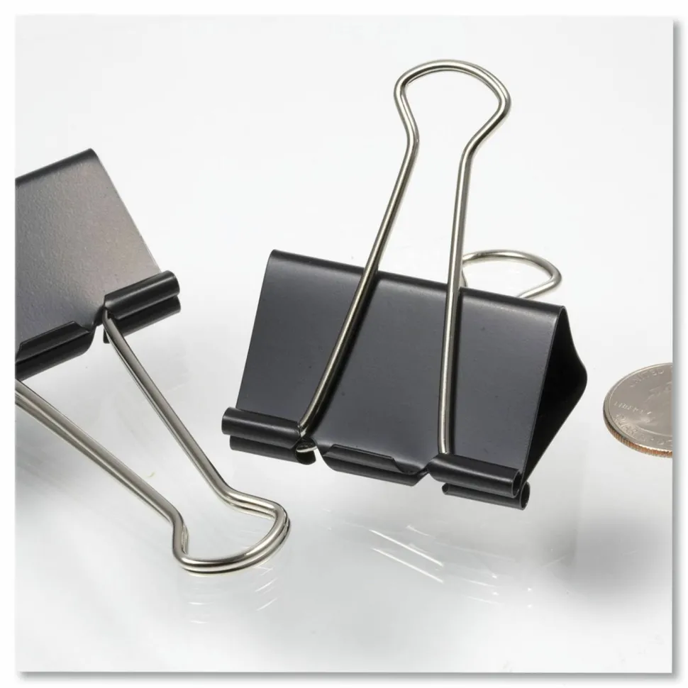 OIC Binder Clips, Large, 2", Black, Box Of 12, 99100