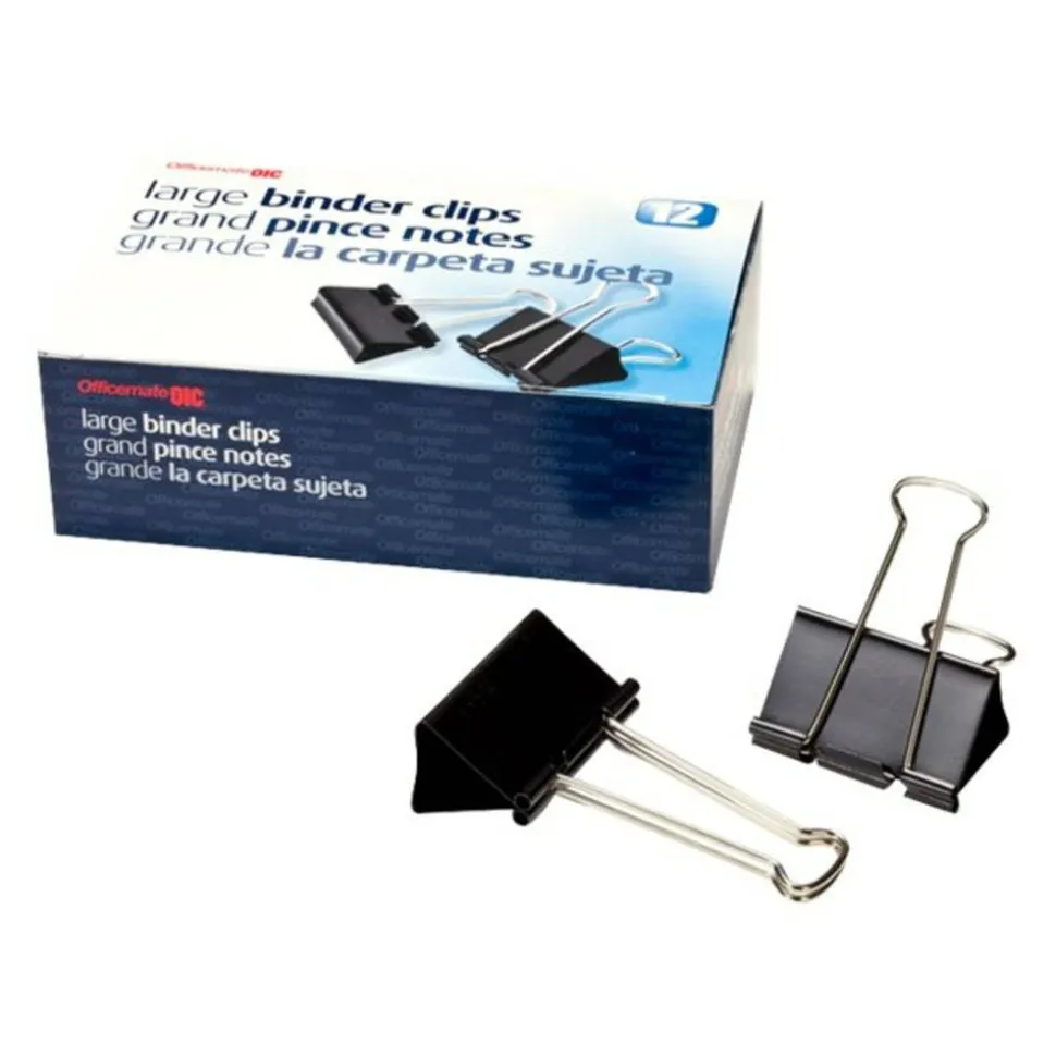 OIC Binder Clips, Large, 2", Black, Box Of 12, 99100