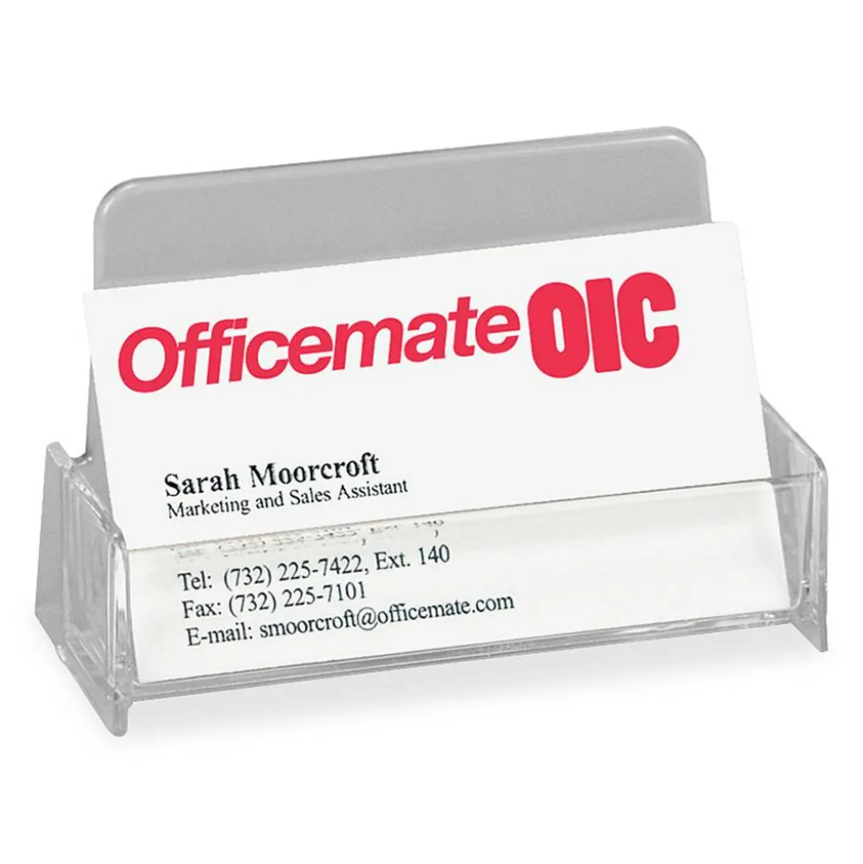 OIC Broad Base Business Card Holder, Clear