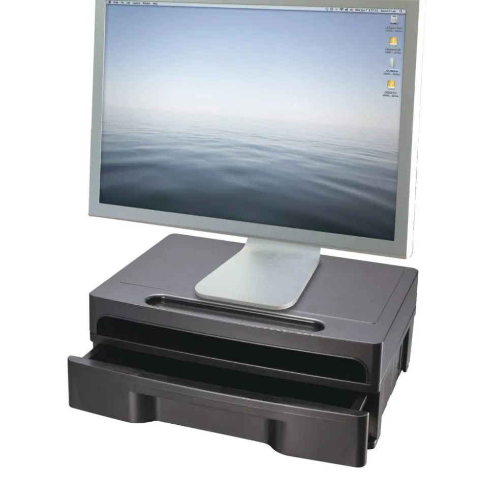 OIC Monitor Stand With Drawer, Black