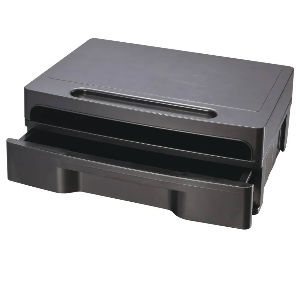 OIC Monitor Stand With Drawer, Black