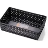 OIC Plastic Supply Baskets, Small Size, 2 3/8" x 10 1/6" x 6 1/8", 30% Recycled, Black, Pack Of 2