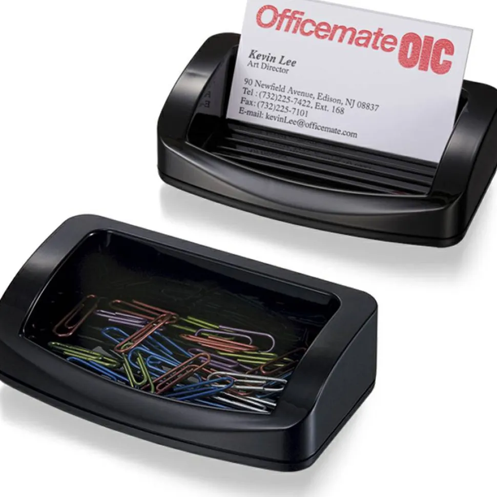 OIC 2200 Series Business Card/Clip Holder, Black