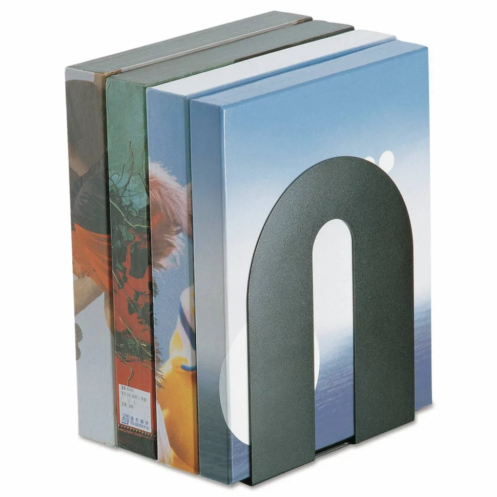 OIC Steel Construction Heavy-Duty Bookends, Non-Skid, 10"H, Black, Set Of 2