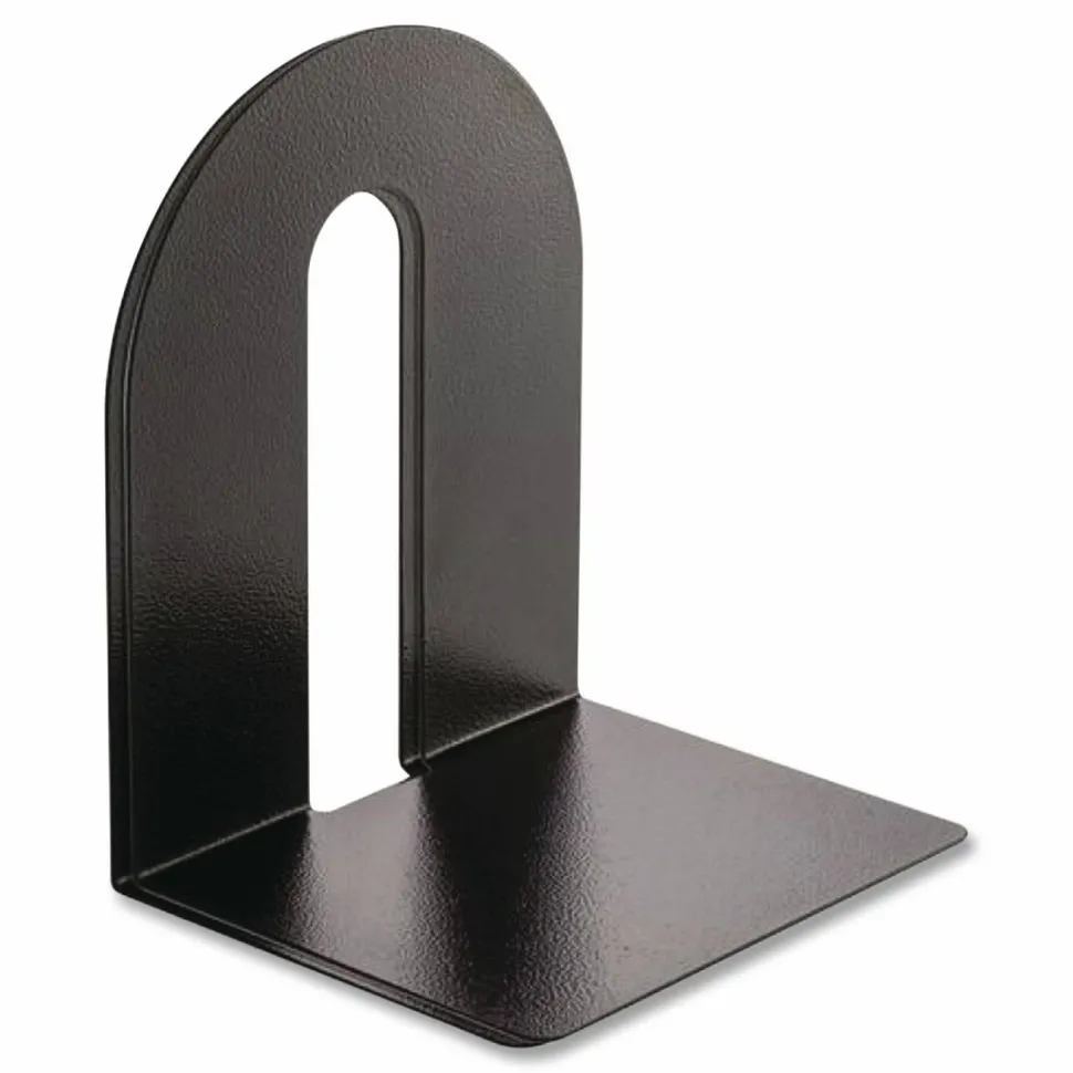OIC Steel Construction Heavy-Duty Bookends, Non-Skid, 10"H, Black, Set Of 2
