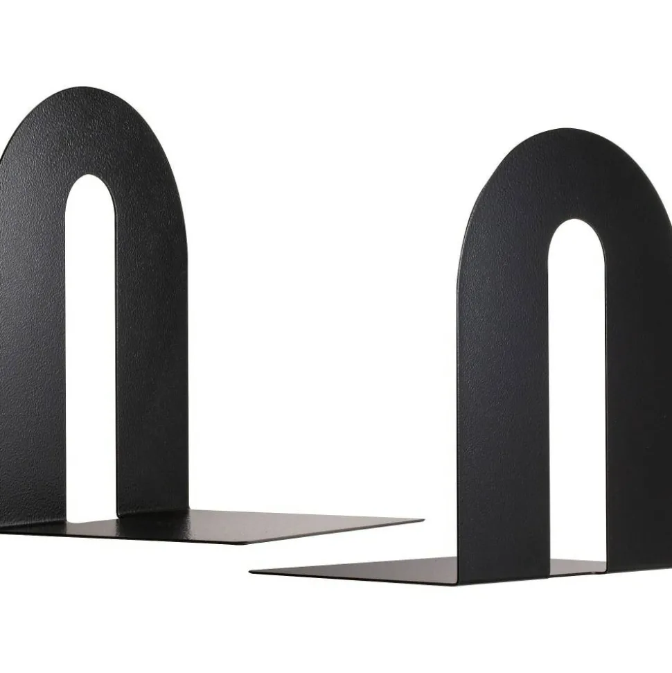 OIC Steel Construction Heavy-Duty Bookends, Non-Skid, 10"H, Black, Set Of 2