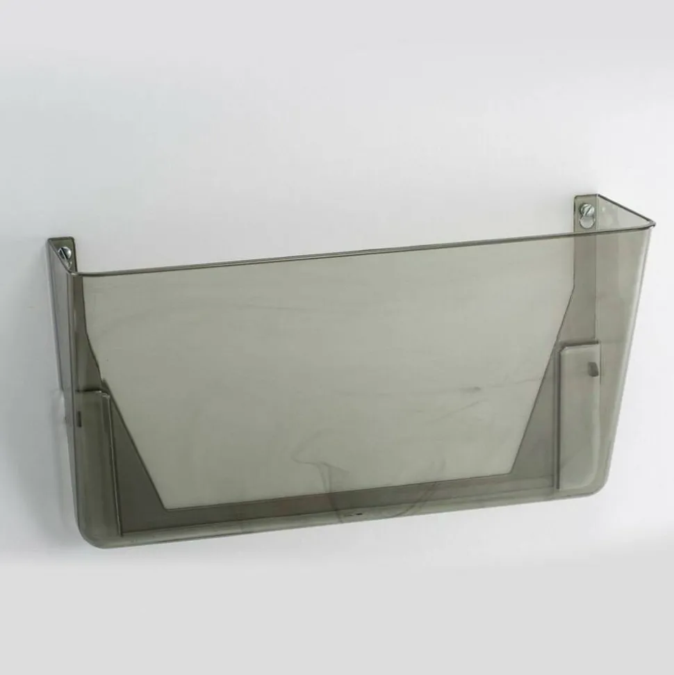 OIC Wall Mountable Plastic Space-Saving Files, 7" x 13" x 4.1", Smoke, Carton Of 4