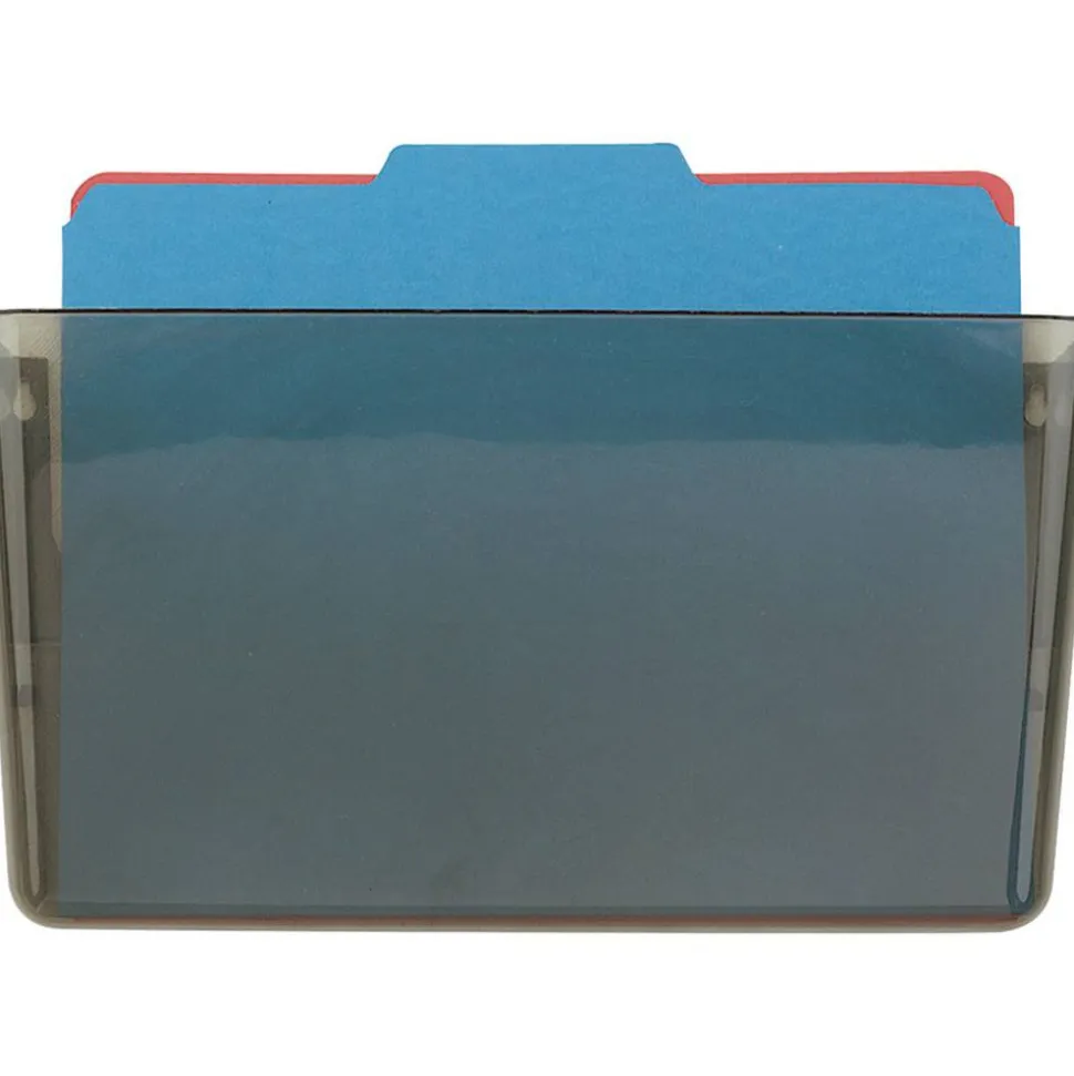 OIC Wall Mountable Plastic Space-Saving Files, 7" x 13" x 4.1", Smoke, Carton Of 4