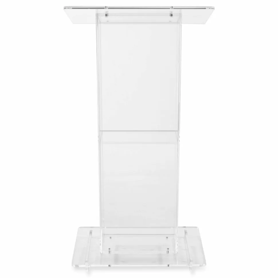 Oklahoma Sound Clear Acrylic Lectern with Shelf, 24 x 15 x 46, Clear