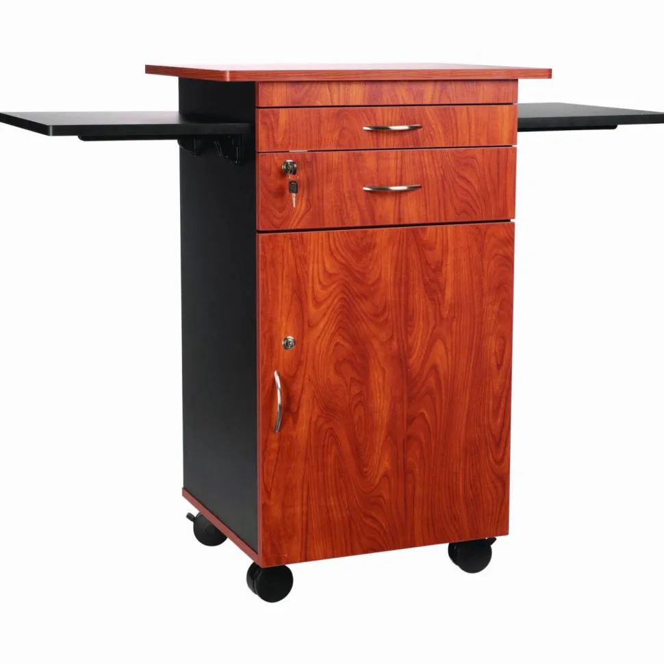 Oklahoma Sound Multimedia Presentation Cart, 25 x 19 x 38, Cherry/Black