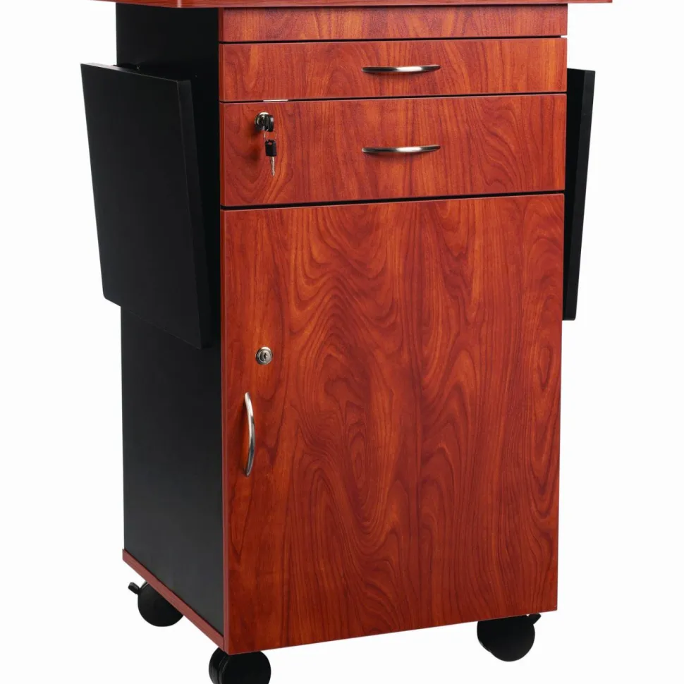 Oklahoma Sound Multimedia Presentation Cart, 25 x 19 x 38, Cherry/Black