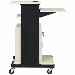 Oklahoma Sound Premium Plus Presentation Cart with Storage Cabinet, 18 x 30 x 40.5, Ivory/Black