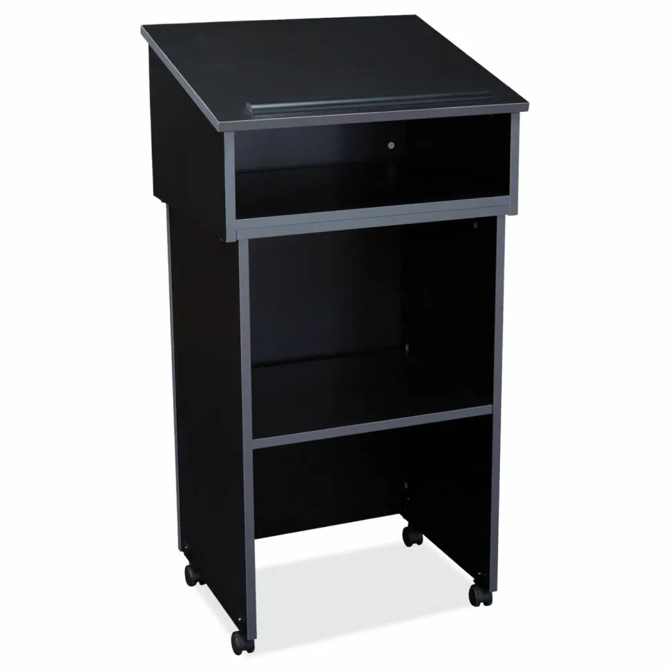 Oklahoma Sound Tabletop Lectern and AV Cart/Lectern Base, 23.75 x 19.87 x 47.5, Black